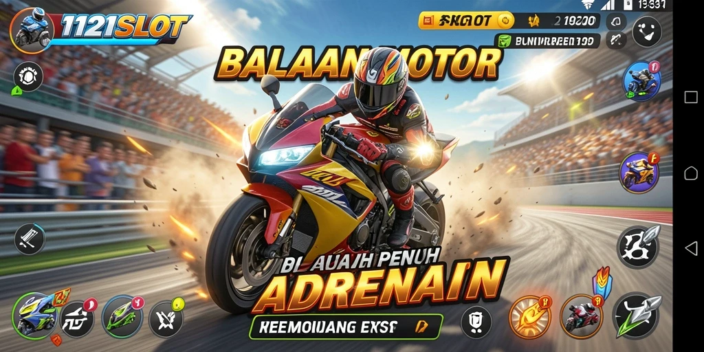 Gameplay action-packed dari 1121SLOT menampilkan balapan motor yang memukau.