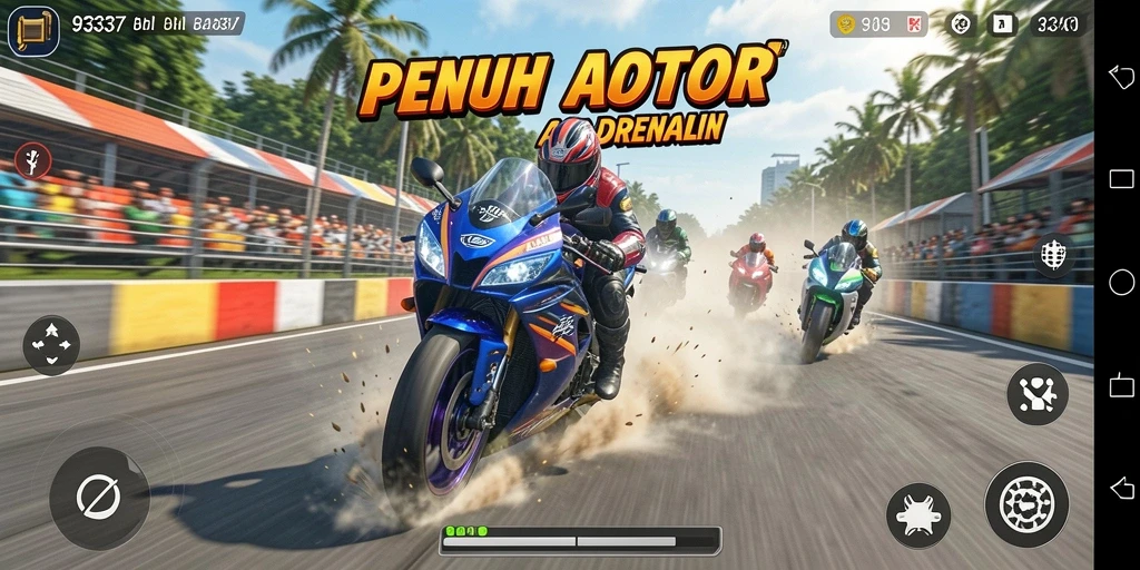 Tampilan gameplay seru dari balapan motor di 93337.