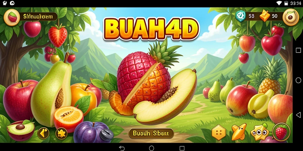 Screenshot utama BUAH4D menunjukkan gameplay seru saat mengumpulkan buah.
