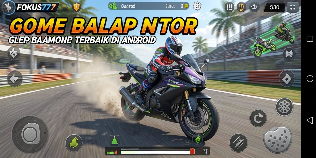 Tampilan gameplay balap motor yang mendebarkan di FOKUS777.