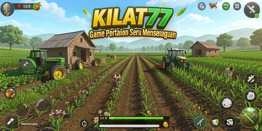 Tampilan gameplay KILAT77 dengan aktivitas bercocok tanam yang seru.