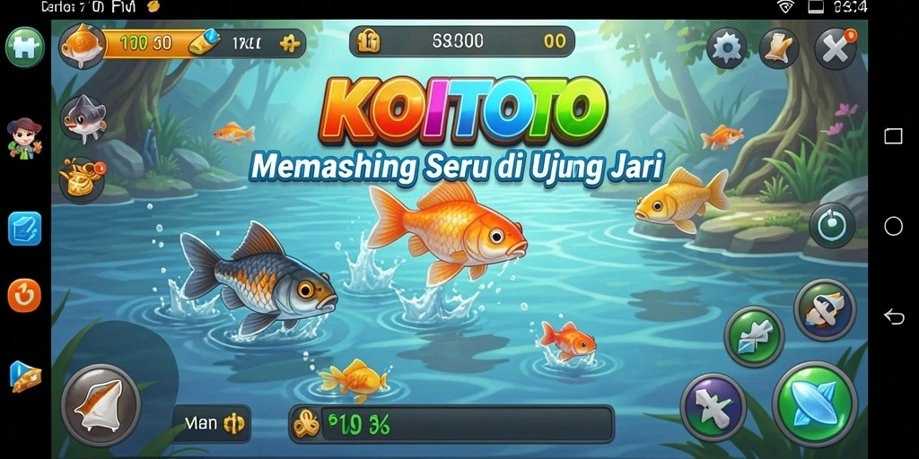 Screenshot gameplay KOITOTO menampilkan aksi memancing yang seru dan menarik.