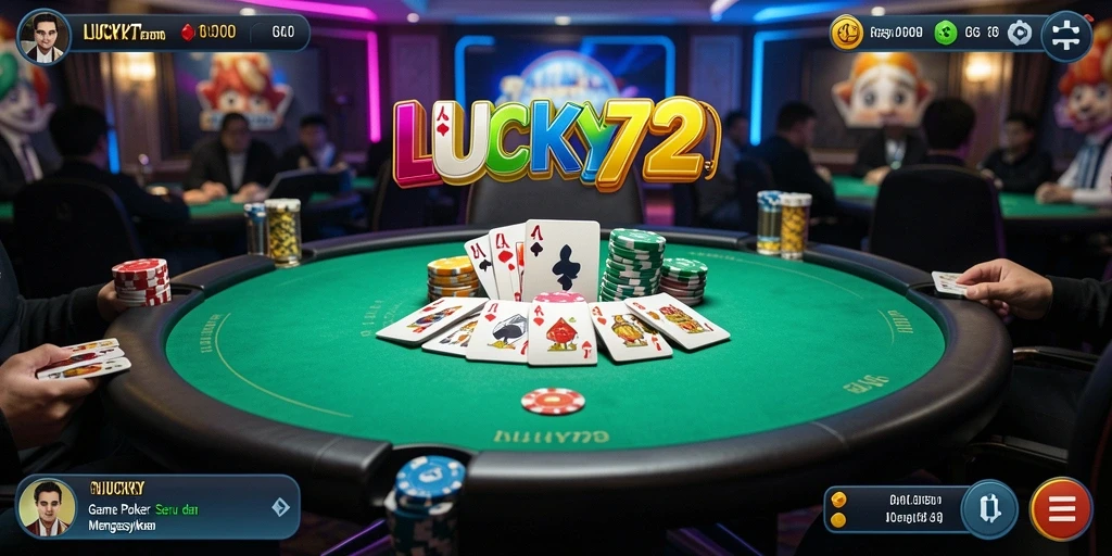 Tampilan gameplay Poker di LUCKY72 dengan antarmuka menarik.