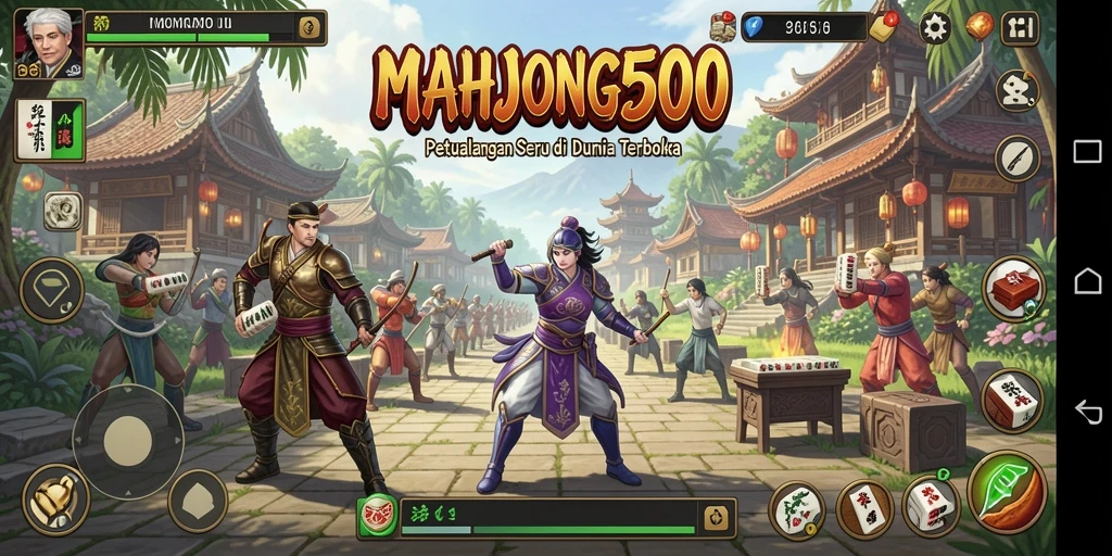 Tangkapan layar utama MAHJONG500 yang menunjukkan eksplorasi dunia terbuka.