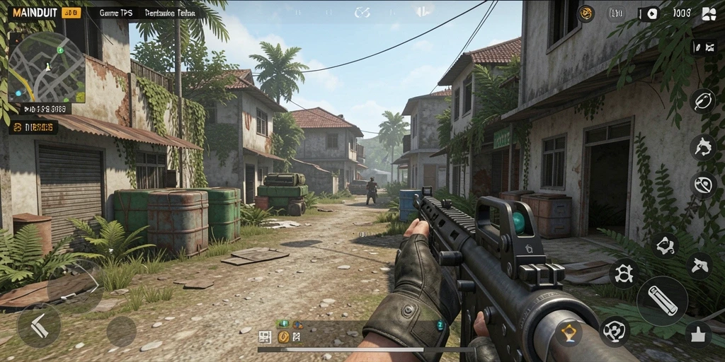 Tampilan gameplay seru dari MAINDUIT dengan aksi TPS yang mendebarkan.