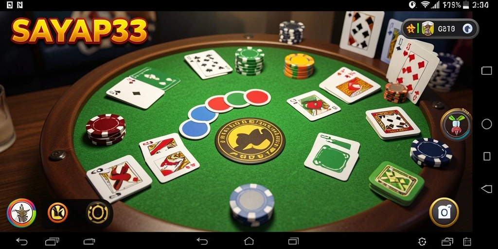 Tampilan screenshot utama SAYAP33 menampilkan gameplay Gaple yang seru.