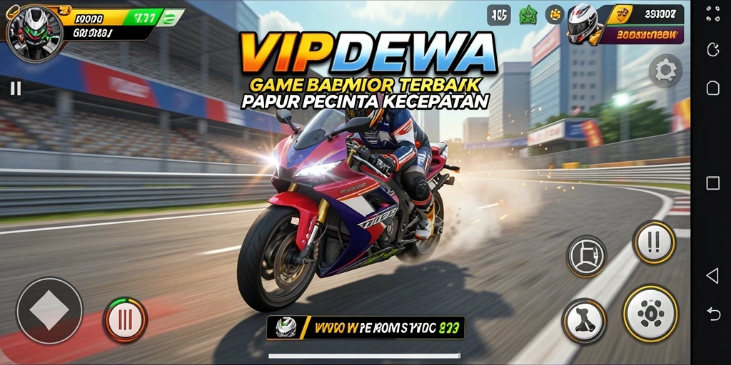 Tampilan balapan mendebarkan di VIPDEWA dengan motor bertenaga.