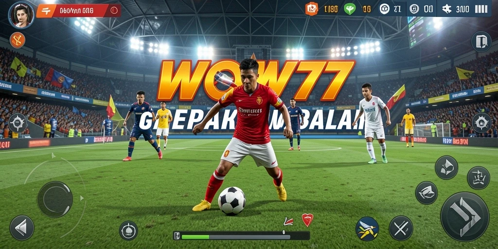 Tangkapan layar dari gameplay WOW77 yang menampilkan aksi sepak bola seru.